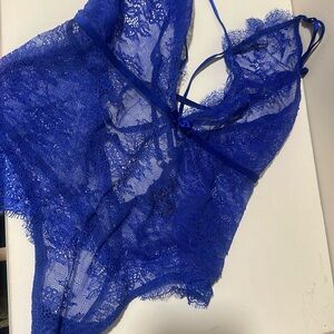 Royal Blue Lace Lingerie Teddy